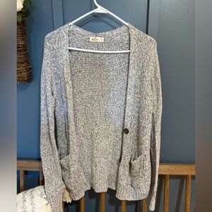 Gray Knit Hollister Cardigan with Pockets